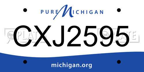 CXJ2595 Michigan License Plate