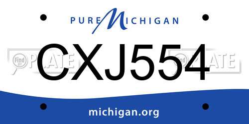 CXJ554 Michigan License Plate