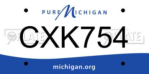 CXK754 Michigan License Plate