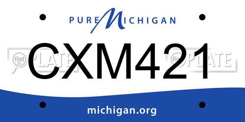 CXM421 Michigan License Plate