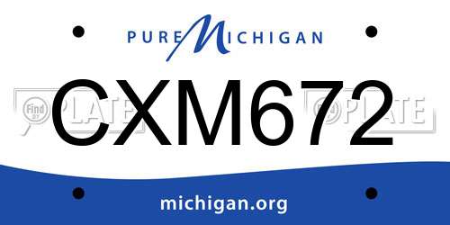 CXM672 Michigan License Plate