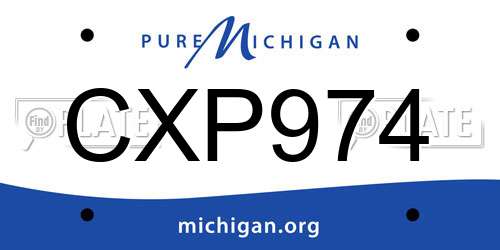 CXP974 Michigan License Plate