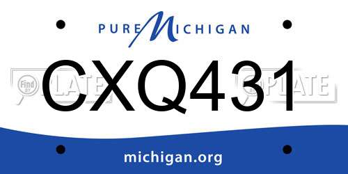 CXQ431 Michigan License Plate