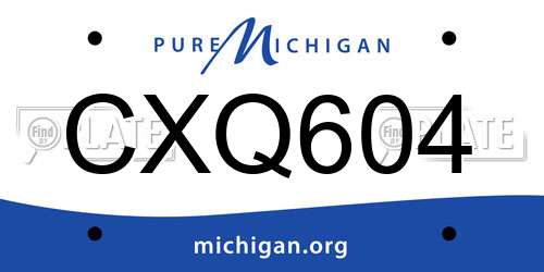 CXQ604 Michigan License Plate
