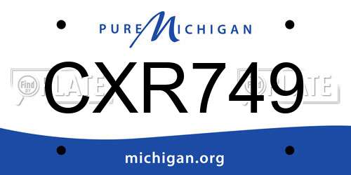 CXR749 Michigan License Plate