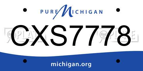 CXS7778 Michigan License Plate