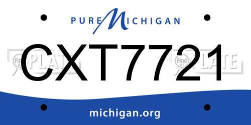 CXT7721 Michigan License Plate
