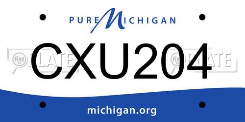 CXU204 Michigan License Plate