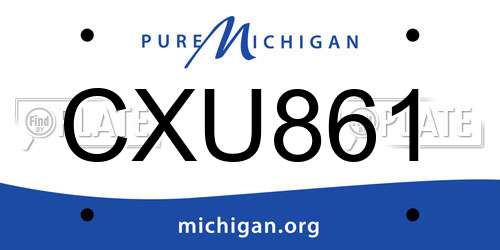 CXU861 Michigan License Plate