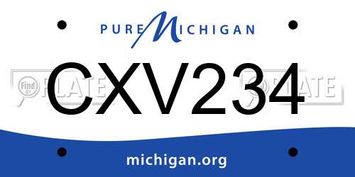 CXV234 Michigan License Plate