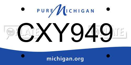 CXY949 Michigan License Plate