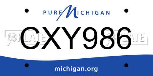 CXY986 Michigan License Plate