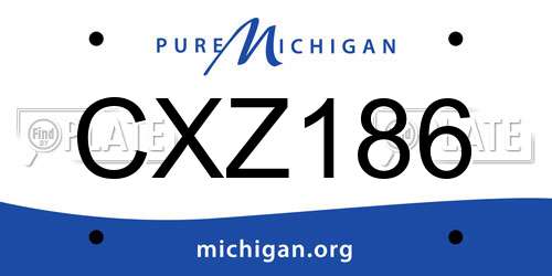 CXZ186 Michigan License Plate