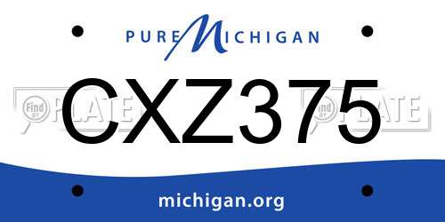 CXZ375 Michigan License Plate