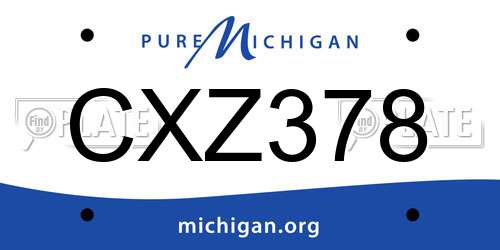 CXZ378 Michigan License Plate