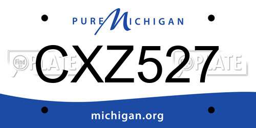 CXZ527 Michigan License Plate