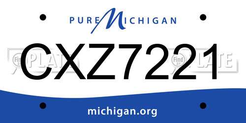CXZ7221 Michigan License Plate