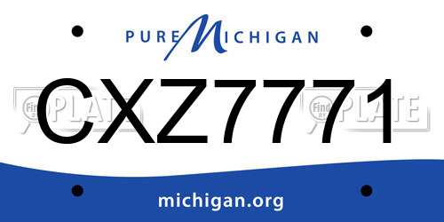 CXZ7771 Michigan License Plate