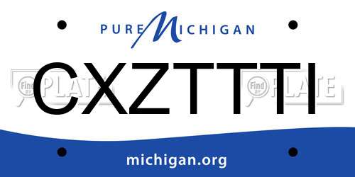 CXZTTTI Michigan License Plate