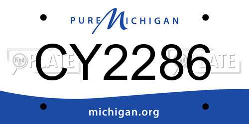 CY2286 Michigan License Plate