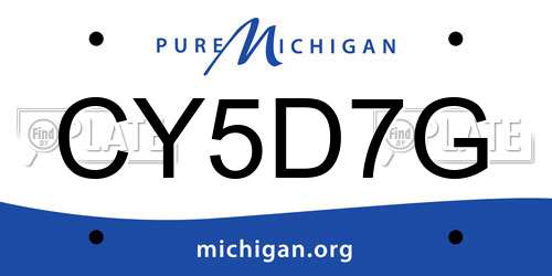 CY5D7G Michigan License Plate