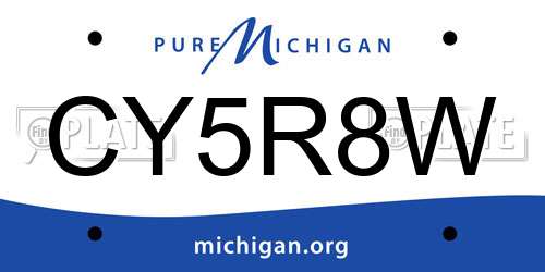 CY5R8W Michigan License Plate