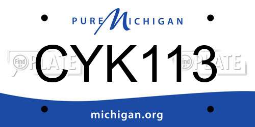 CYK113 Michigan License Plate