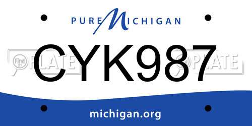 CYK987 Michigan License Plate