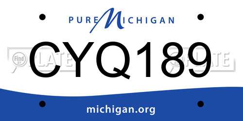 CYQ189 Michigan License Plate