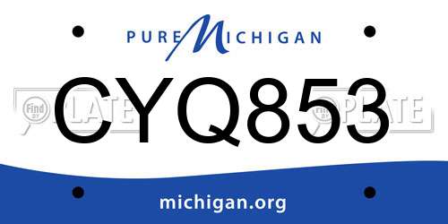 CYQ853 Michigan License Plate