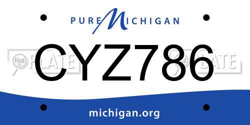 CYZ786 Michigan License Plate