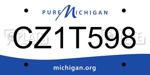 CZ1T598 Michigan License Plate