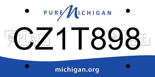 CZ1T898 Michigan License Plate