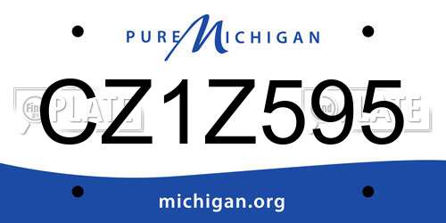 CZ1Z595 Michigan License Plate