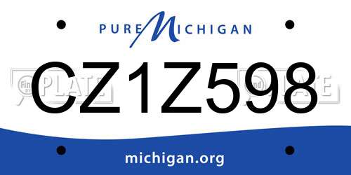 CZ1Z598 Michigan License Plate