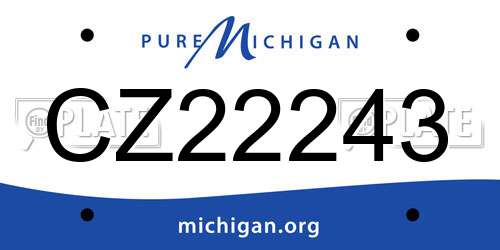 CZ22243 Michigan License Plate