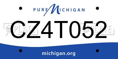 CZ4T052 Michigan License Plate