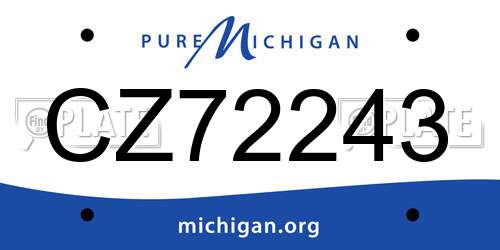 CZ72243 Michigan License Plate