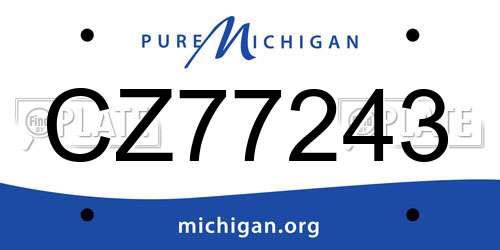 CZ77243 Michigan License Plate