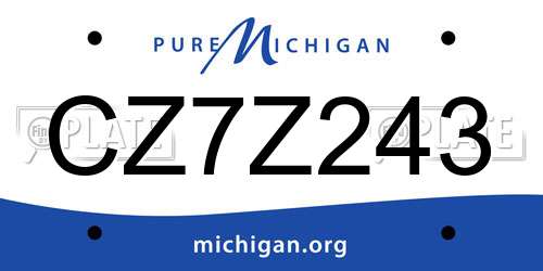 CZ7Z243 Michigan License Plate