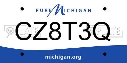 CZ8T3Q Michigan License Plate