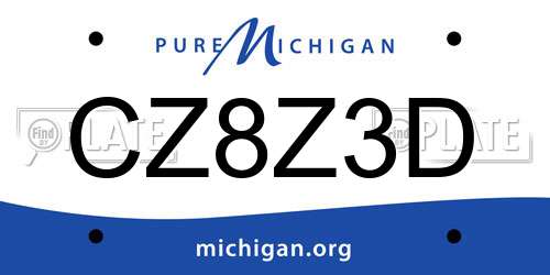 CZ8Z3D Michigan License Plate