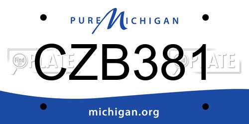 CZB381 Michigan License Plate