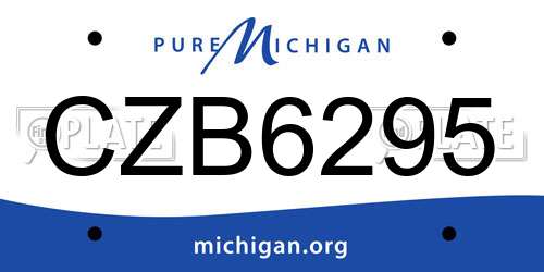 CZB6295 Michigan License Plate