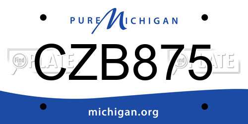 CZB875 Michigan License Plate