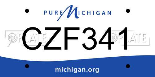 CZF341 Michigan License Plate