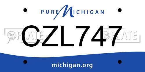 CZL747 Michigan License Plate