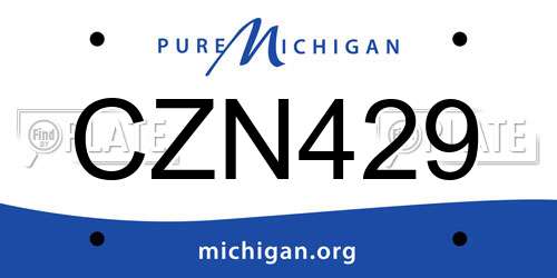CZN429 Michigan License Plate