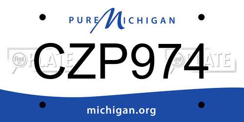 CZP974 Michigan License Plate