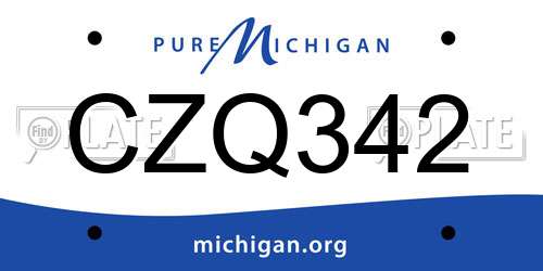 CZQ342 Michigan License Plate